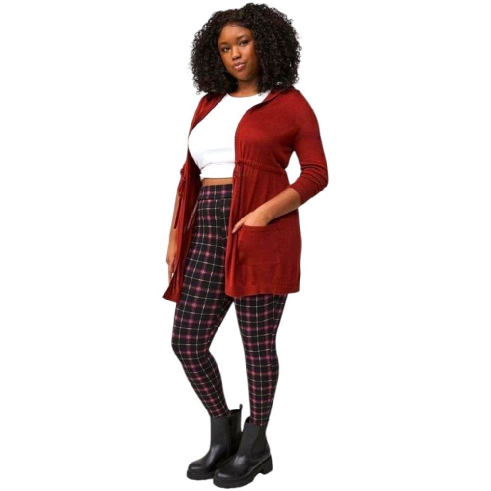 TORRID 2X Brick Red Hooded Anorak Open  Drawstring Cardigan NWT